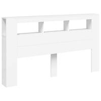 vidaXL fehér LED-es fejtámla 180 cm szerelt fa ágy 4