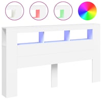 vidaXL fehér LED-es fejtámla 180 cm szerelt fa ágy 2