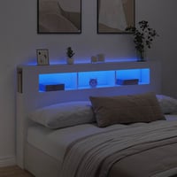 vidaXL fehér LED-es fejtámla 180 cm szerelt fa ágy 1