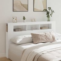 vidaXL fehér LED-es fejtámla 180 cm szerelt fa ágy 3