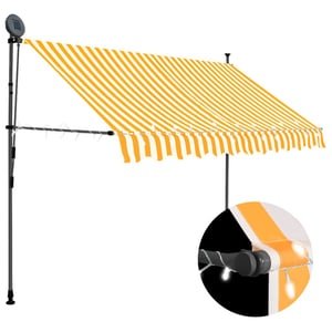 Copertină retractabilă manual cu LED vidaXL, alb-portocaliu, 300 cm