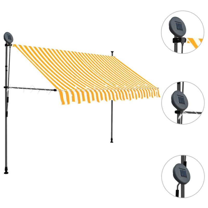 vidaXL fehér-narancssárga kézzel kihúzható LED napellenző 300 cm