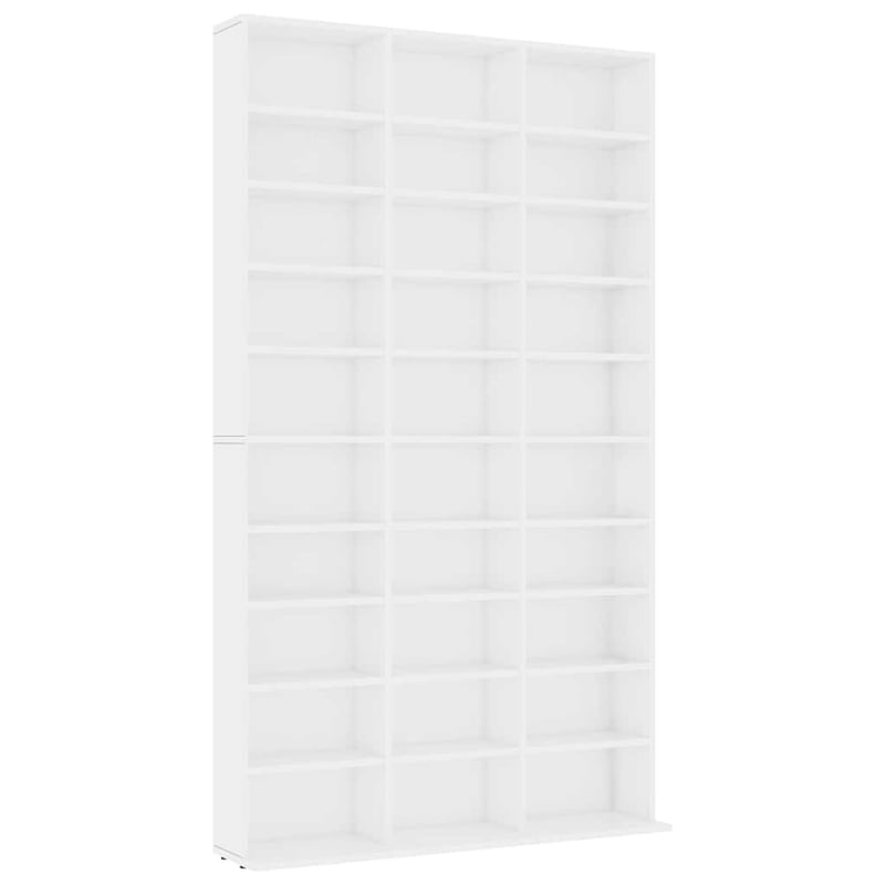 vidaXL fehér CD-szekrény szerelt fa 102x23x177,5 cm tárolóbútor lemezek és média tartására