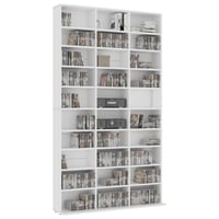 vidaXL fehér CD-szekrény szerelt fa 102x23x177,5 cm tárolóbútor lemezek és média tartására 5