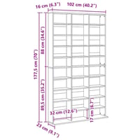 vidaXL fehér CD-szekrény szerelt fa 102x23x177,5 cm tárolóbútor lemezek és média tartására 7