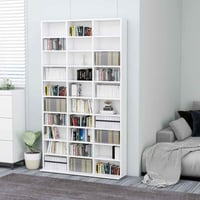 vidaXL fehér CD-szekrény szerelt fa 102x23x177,5 cm tárolóbútor lemezek és média tartására 2