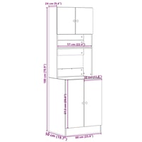 vidaXL Fehér Szerelt Fa Konyhaszekrény 60x50x180 cm Tárolószekrény Konyhai Bútor 11