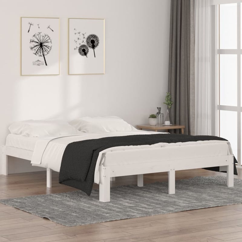 vidaXL fehér tömör fenyőfa ágykeret 140x190 cm