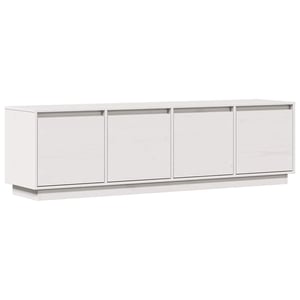 TV stolík vidaXL z masívneho borovicového dreva, biely, 156 x 37 x 45 cm – TV komoda z prírodného dreva s úložným priestorom