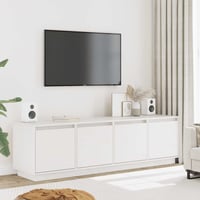 vidaXL Fehér Tömör Fenyőfa TV-szekrény 156 x 37 x 45 cm - Natúr Fa Televízió Állvány Tárolóval 2