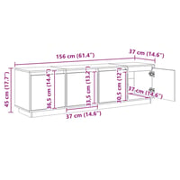vidaXL Fehér Tömör Fenyőfa TV-szekrény 156 x 37 x 45 cm - Natúr Fa Televízió Állvány Tárolóval 10