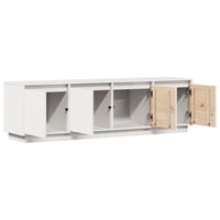 vidaXL Fehér Tömör Fenyőfa TV-szekrény 156 x 37 x 45 cm - Natúr Fa Televízió Állvány Tárolóval 5