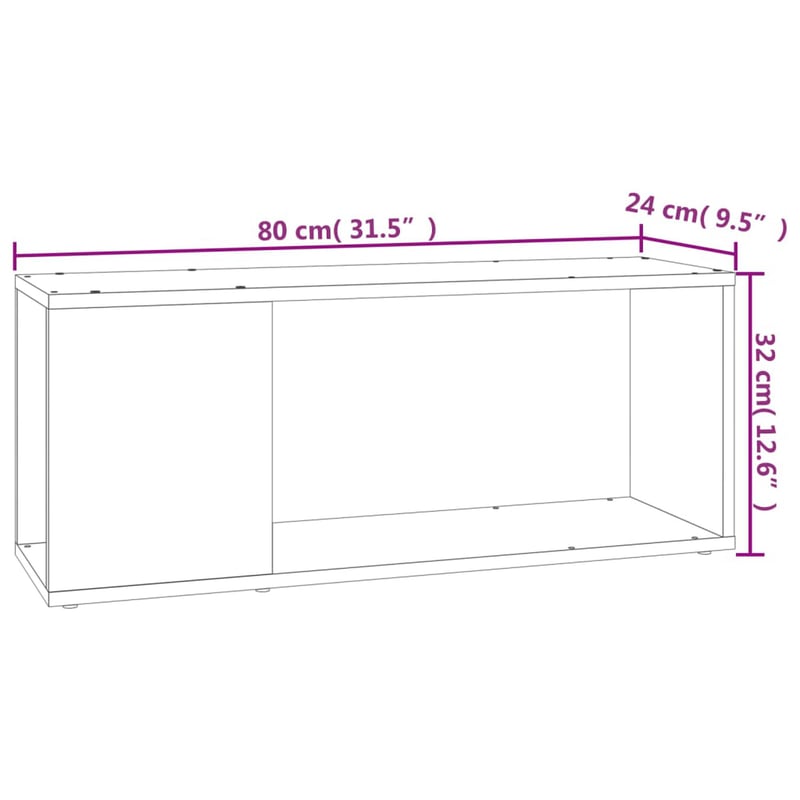 vidaXL fehér TV-szekrény 80x24x32 cm szerelt fa bútor