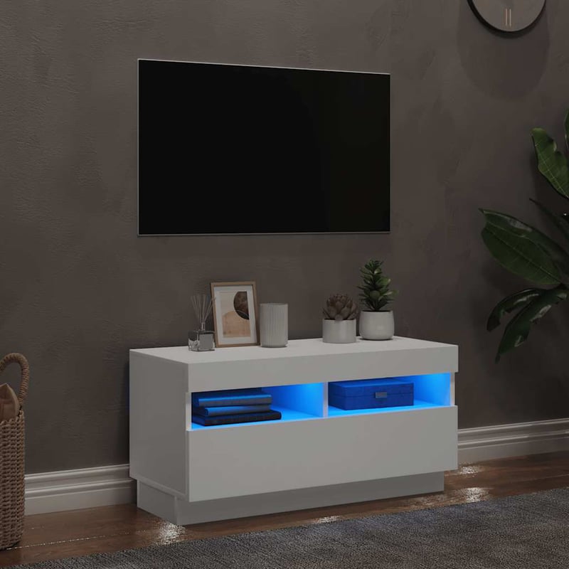 vidaXL fehér TV-szekrény LED-lámpákkal 80x35x40 cm