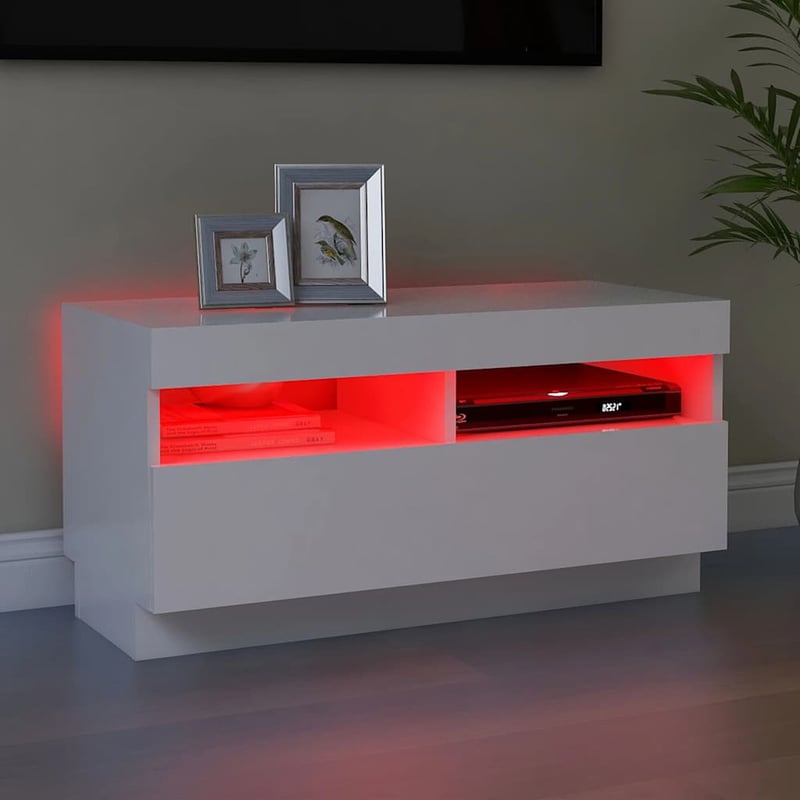 vidaXL fehér TV-szekrény LED-lámpákkal 80x35x40 cm