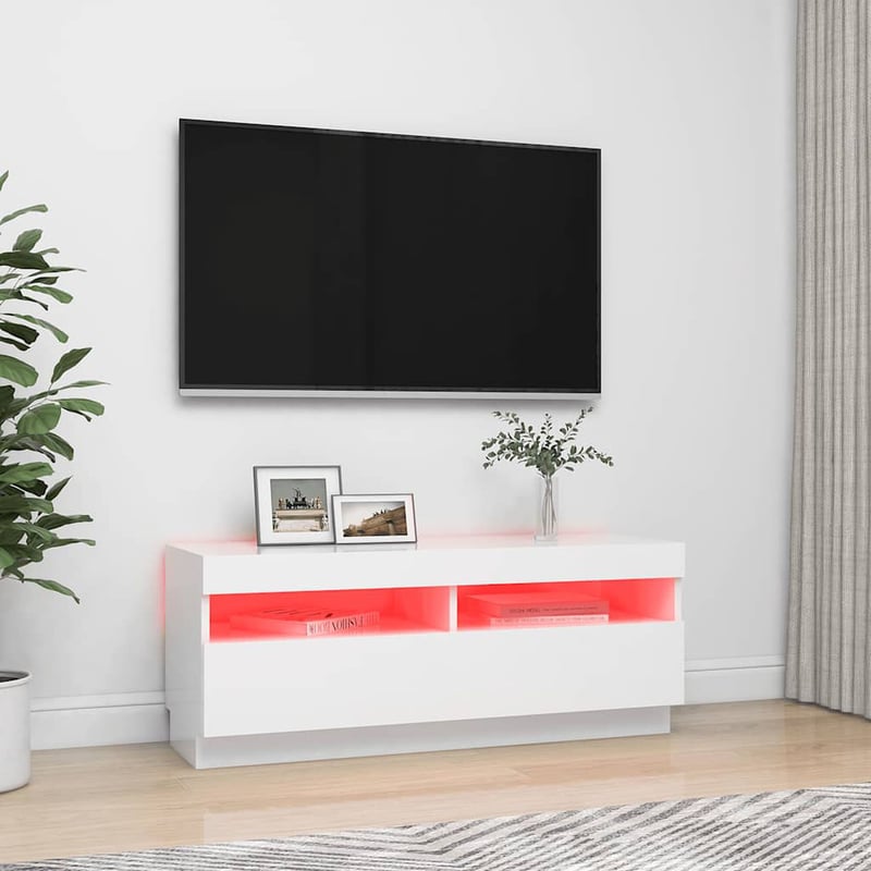 vidaXL fehér TV-szekrény LED-világítással 100x35x40 cm