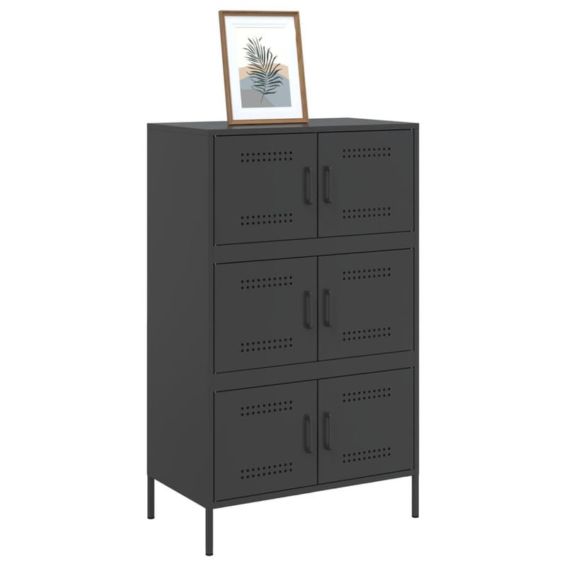 vidaXL fekete acél magasszekrény 68x39x113 cm