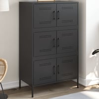 vidaXL fekete acél magasszekrény 68x39x113 cm 2