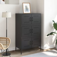 vidaXL fekete acél magasszekrény 68x39x113 cm 3