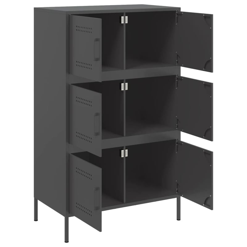 vidaXL fekete acél magasszekrény 68x39x113 cm