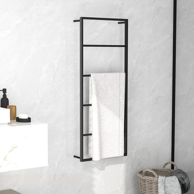 vidaXL fekete acél törölközőtartó 45x10x115 cm