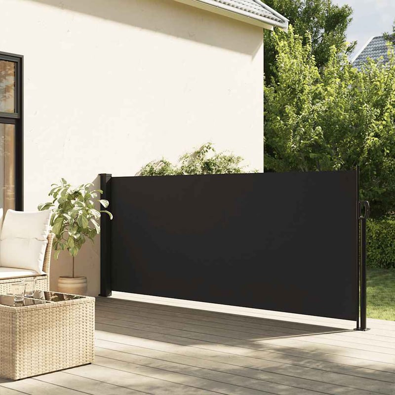 vidaXL fekete behúzható oldalsó napellenző 120x600 cm