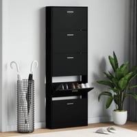 vidaXL fekete fa cipősszekrény 59x17x169 cm 2