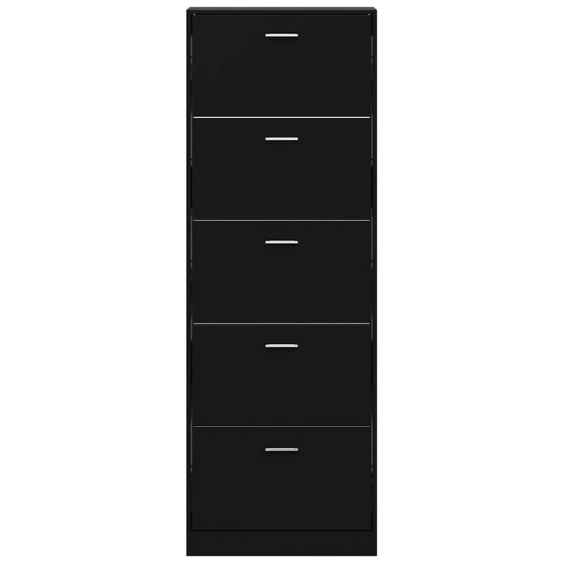 vidaXL fekete fa cipősszekrény 59x17x169 cm