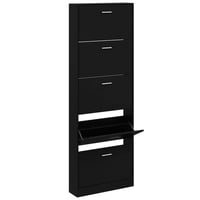 vidaXL fekete fa cipősszekrény 59x17x169 cm 3