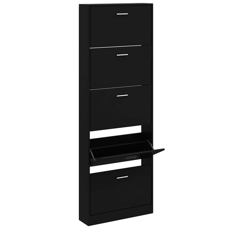 vidaXL fekete fa cipősszekrény 59x17x169 cm