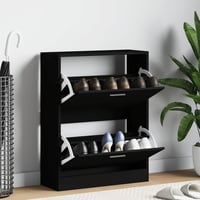 vidaXL fekete fa cipősszekrény 63x24x81 cm szerelt 2