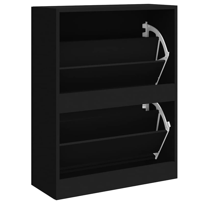 vidaXL fekete fa cipősszekrény 63x24x81 cm szerelt