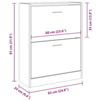 vidaXL fekete fa cipősszekrény 63x24x81 cm szerelt 9