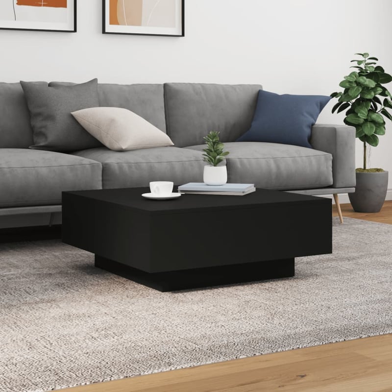 vidaXL fekete fa dohányzóasztal 80x80x31 cm