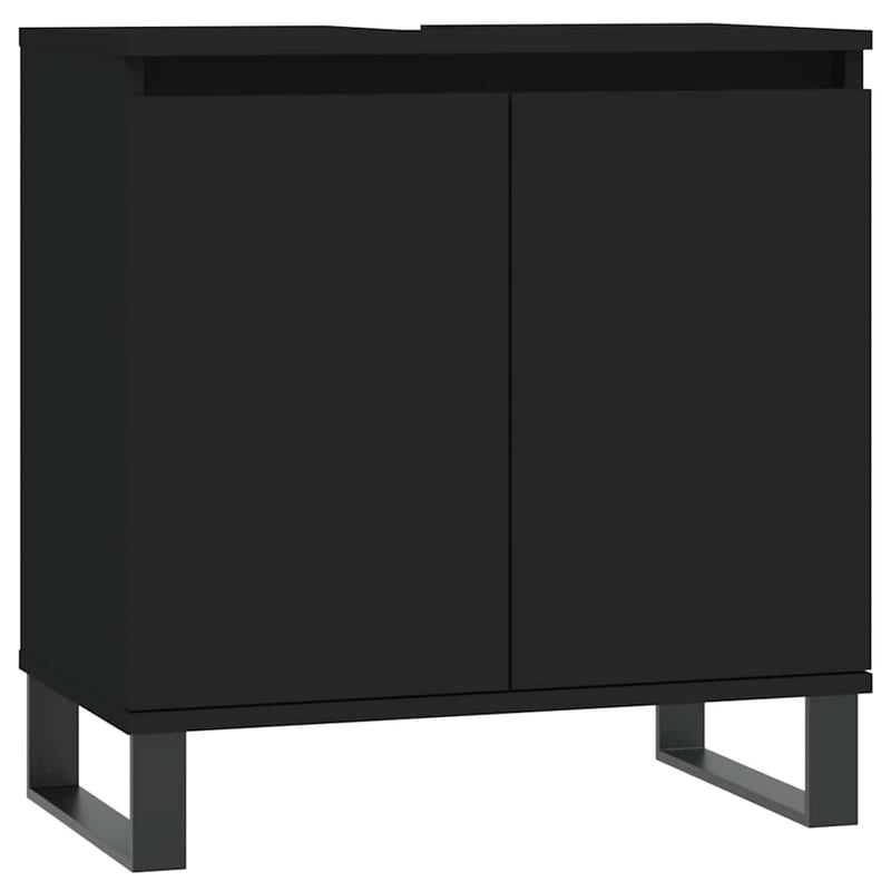 vidaXL fekete fa mosdószekrény 58x33x60 cm szerelt