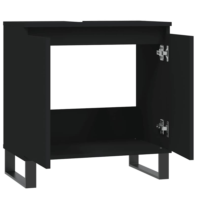vidaXL fekete fa mosdószekrény 58x33x60 cm szerelt