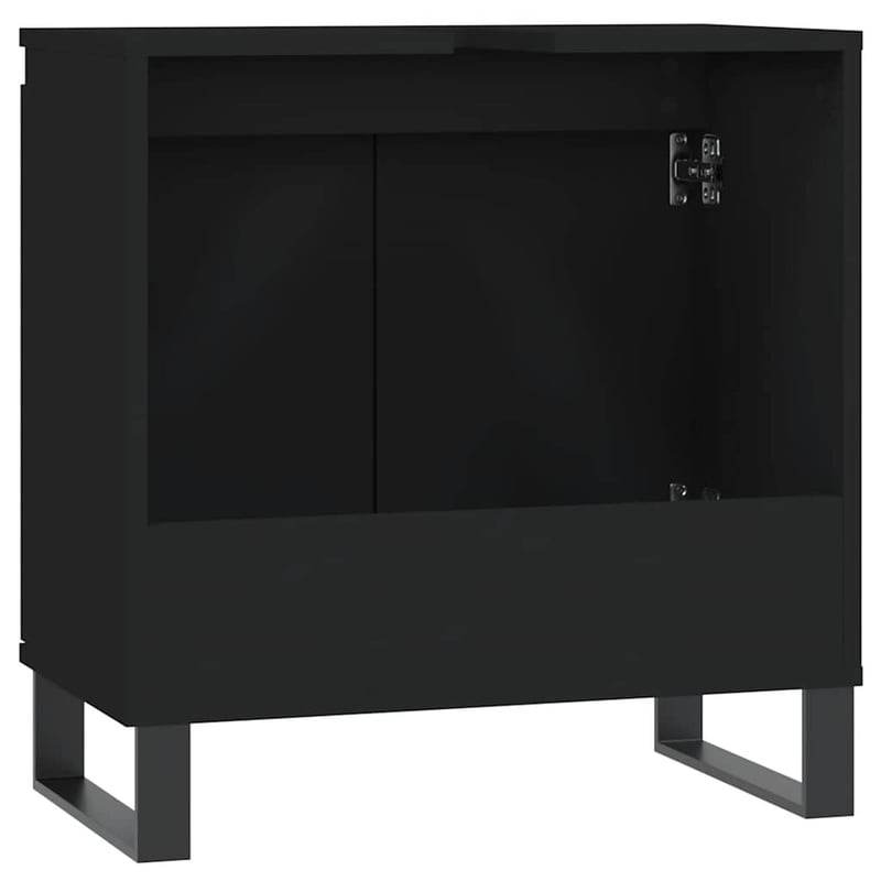 vidaXL fekete fa mosdószekrény 58x33x60 cm szerelt