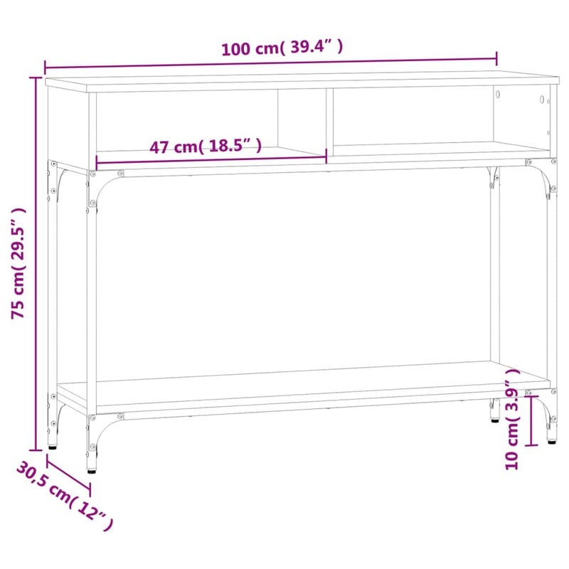 vidaXL fekete fa tálalóasztal 100x30,5x75 cm