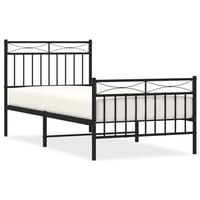 vidaXL fekete fém ágykeret 90x200 cm fej- és lábtámlával 1