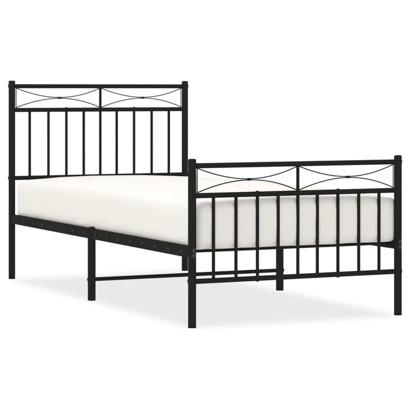 vidaXL fekete fém ágykeret 90x200 cm fej- és lábtámlával