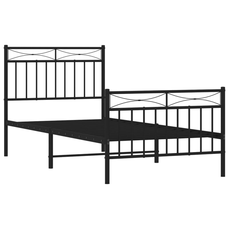vidaXL fekete fém ágykeret 90x200 cm fej- és lábtámlával