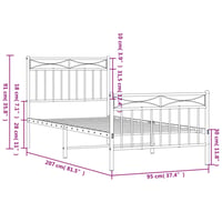 vidaXL fekete fém ágykeret 90x200 cm fej- és lábtámlával 9