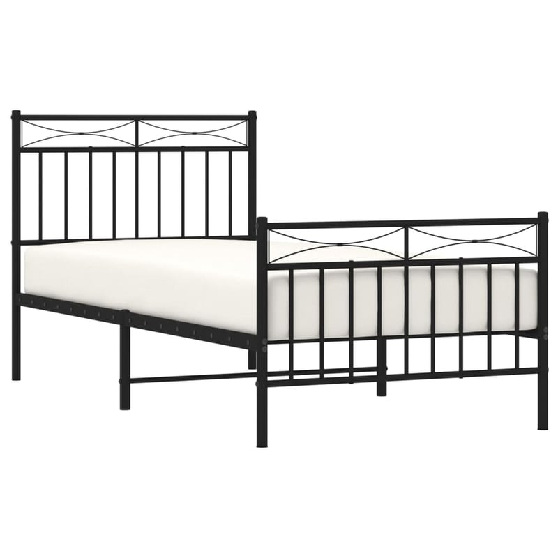 vidaXL fekete fém ágykeret 90x200 cm fej- és lábtámlával