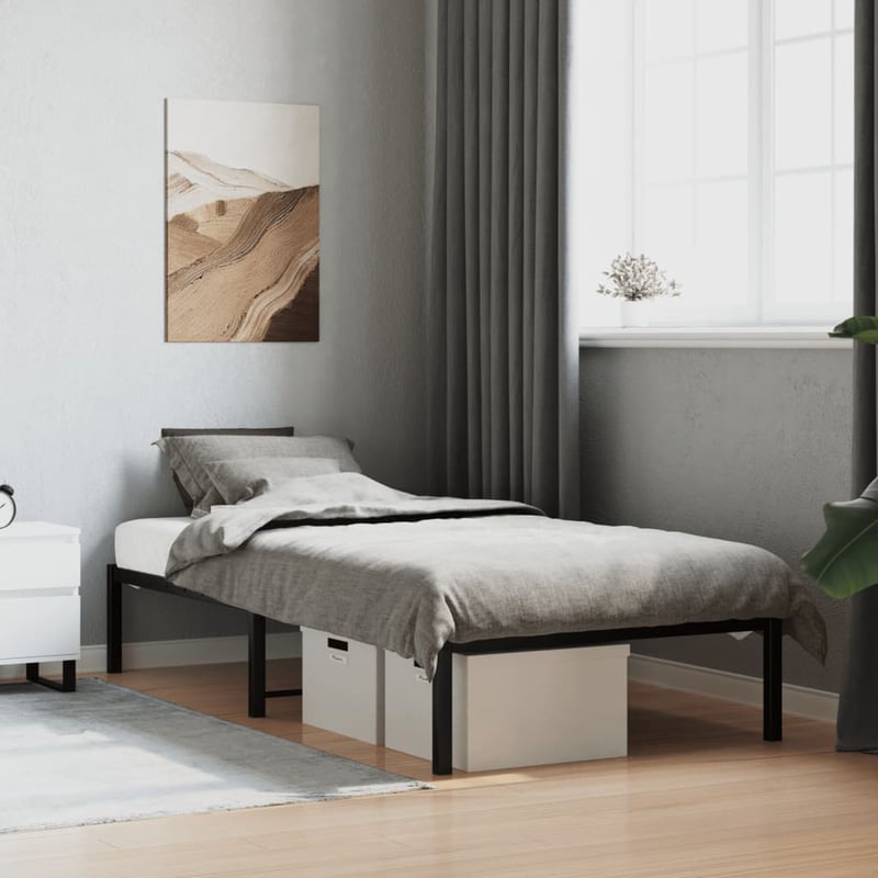 vidaXL fekete fém ágykeret 90x200 cm modern design