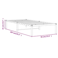 vidaXL fekete fém ágykeret 90x200 cm modern design 9