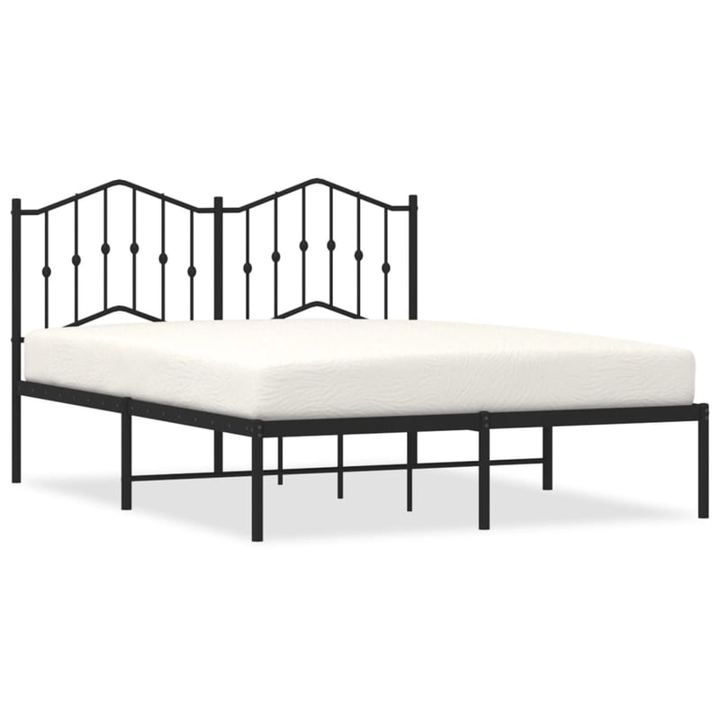 vidaXL fekete fém ágykeret fejtámlával 140x190 cm