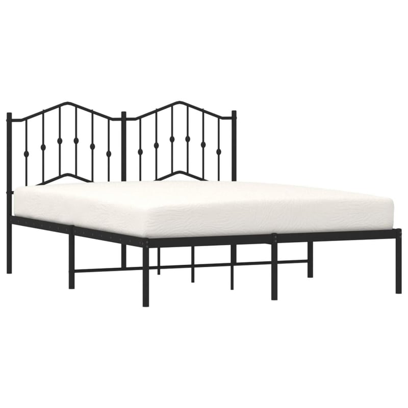 vidaXL fekete fém ágykeret fejtámlával 140x190 cm