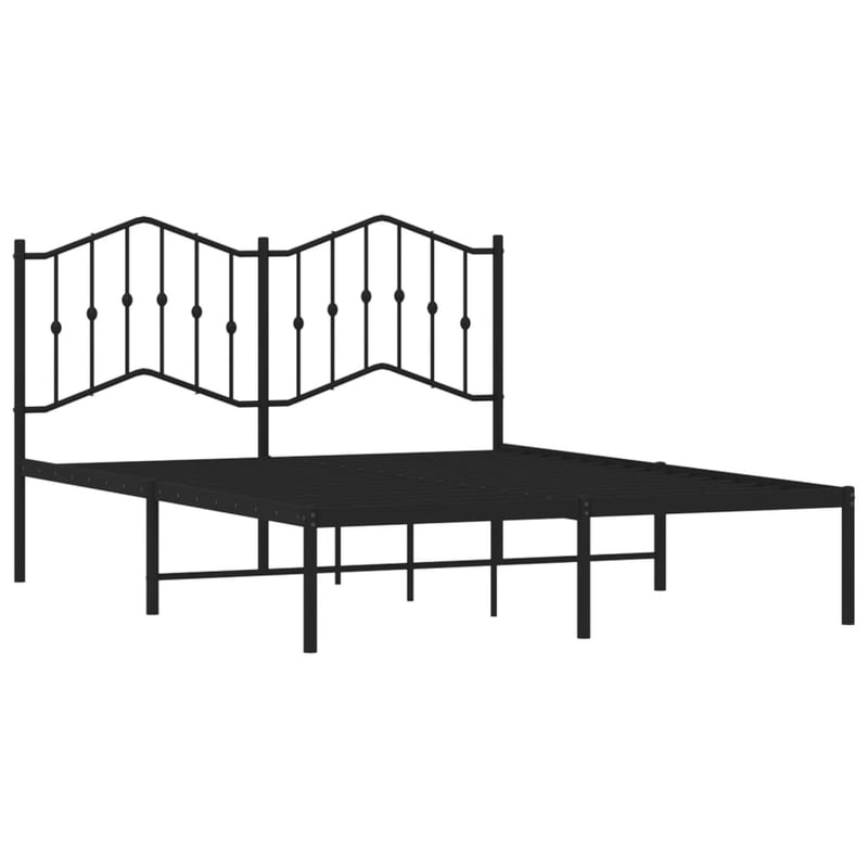vidaXL fekete fém ágykeret fejtámlával 140x190 cm