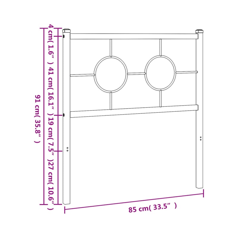 vidaXL fekete fém csere fejtámla 80 cm