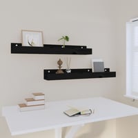 vidaXL fekete fenyőfa fali polc szett 80 cm - 2 darab 6